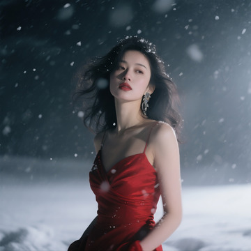 抓拍时尚美女风雪场景
