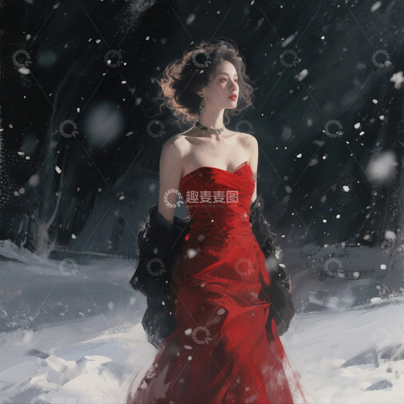 高清大图下载【趣麦麦图】抓拍时尚美女风雪场景2