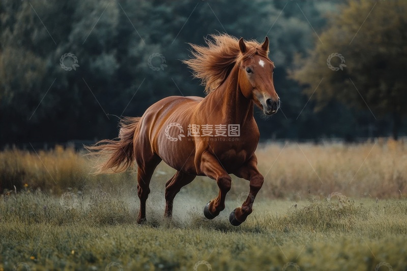 高清大图下载【趣麦麦图】原野上奔跑的骏马