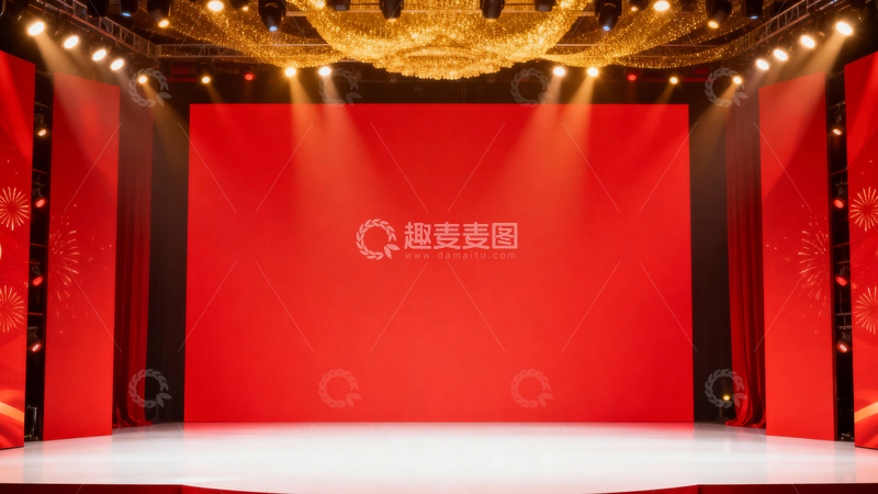 高清大图下载【趣麦麦图】晚会舞台红色背景001
