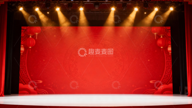 高清大图下载【趣麦麦图】晚会舞台红色背景003