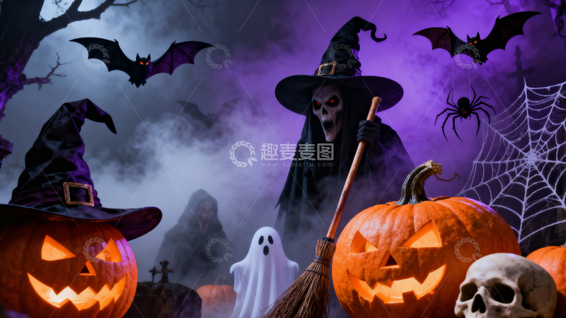 高清大图下载【趣麦麦图】万圣节南瓜背景001