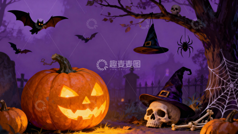 高清大图下载【趣麦麦图】万圣节南瓜背景005