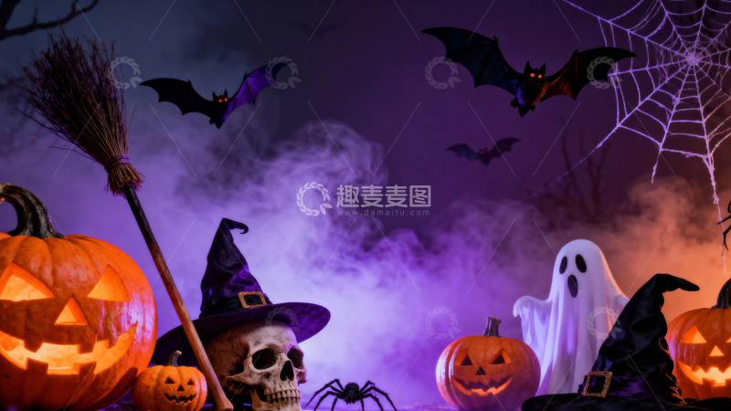 高清大图下载【趣麦麦图】万圣节南瓜背景008