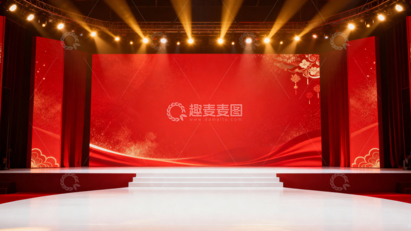 高清大图下载【趣麦麦图】晚会舞台红色背景005