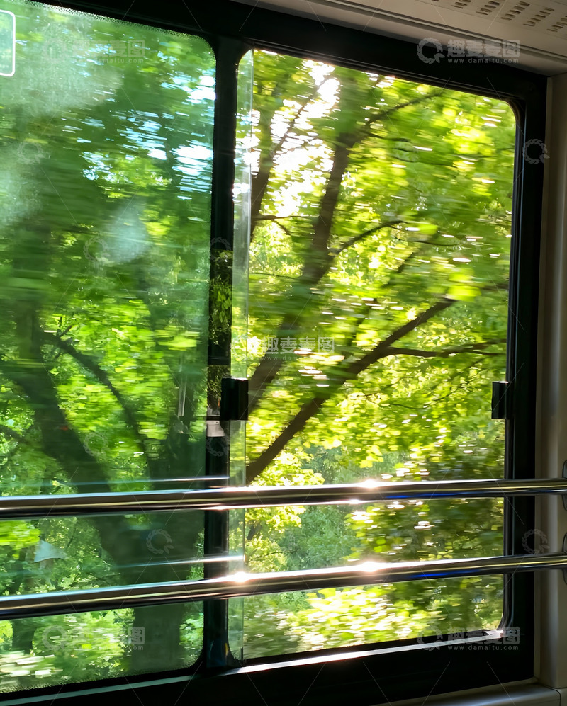 高清大图下载【趣麦麦图】公交车窗外树木残影3