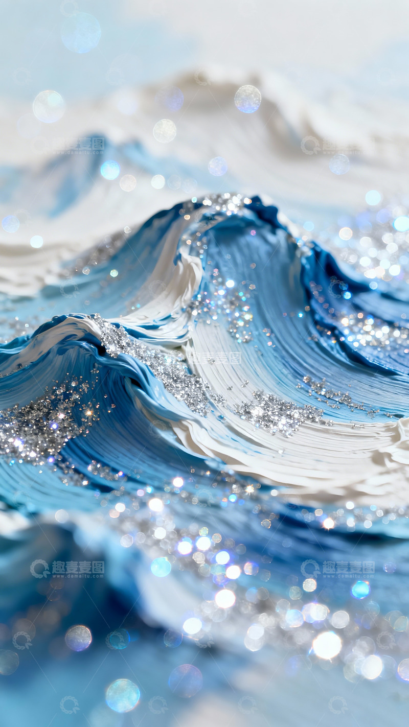 高清大图下载【趣麦麦图】抽象艺术蓝色颜料纹理2