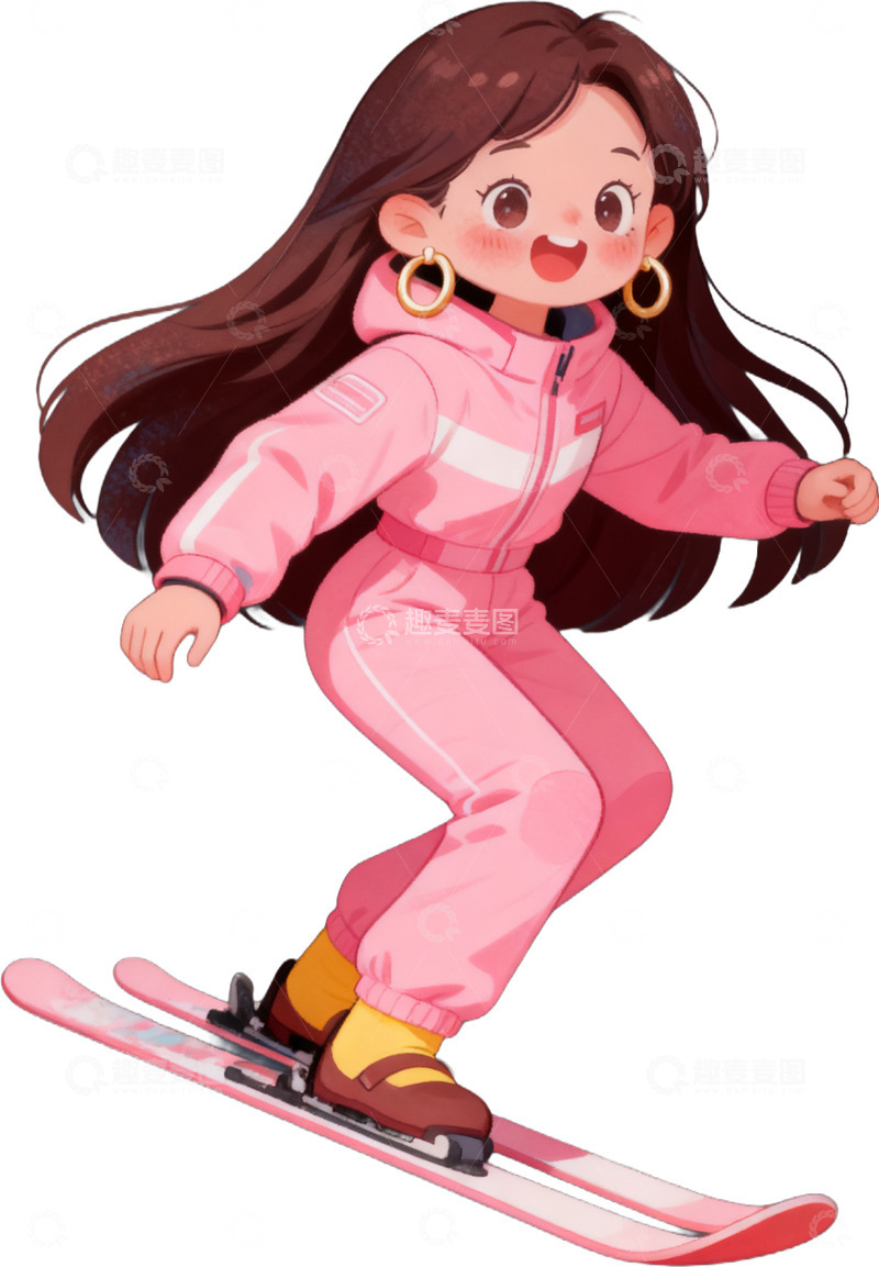 高清大图下载【趣麦麦图】可爱女孩滑单板免抠元素