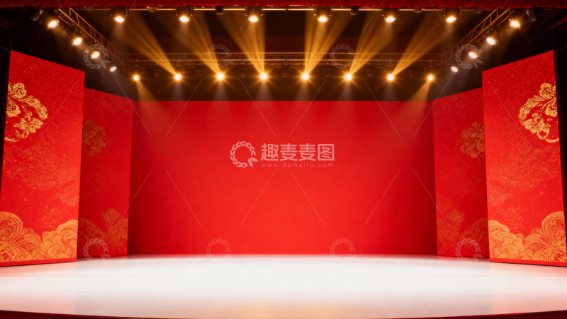 高清大图下载【趣麦麦图】晚会舞台红色背景004