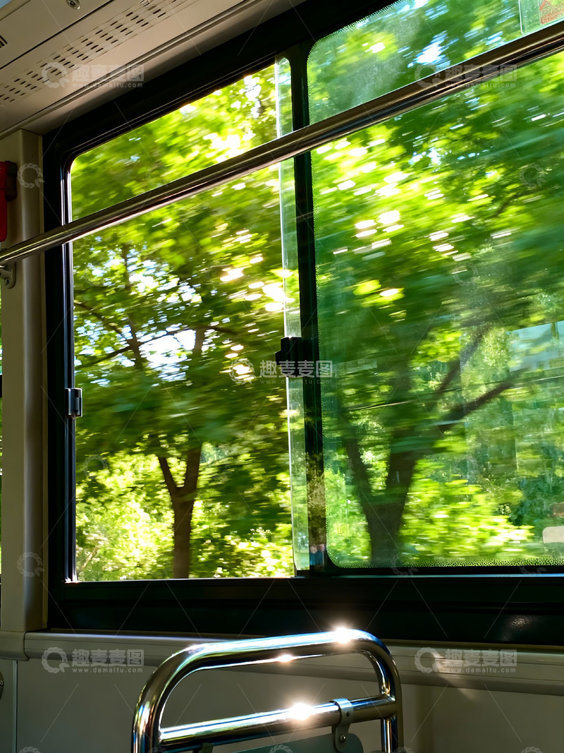 高清大图下载【趣麦麦图】公交车窗外树木残影6