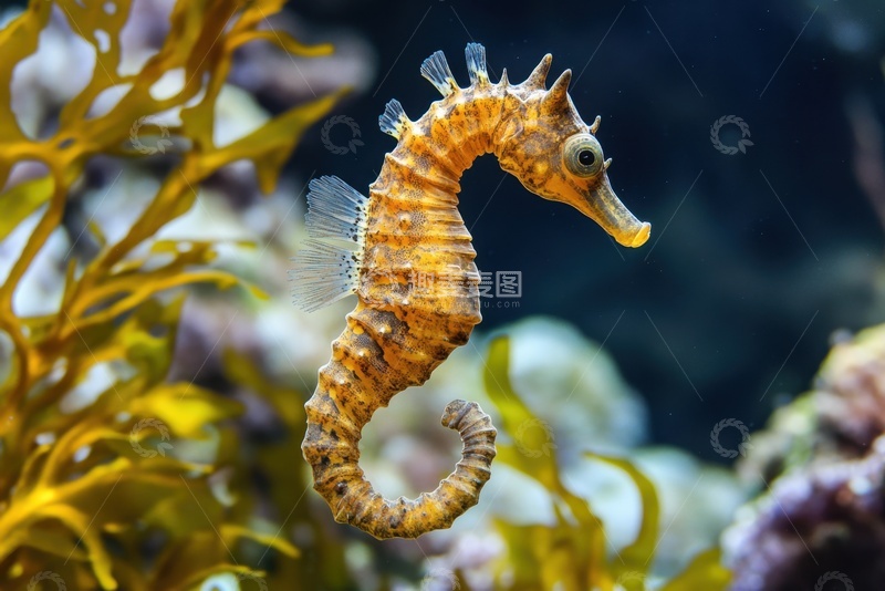 高清大图下载【趣麦麦图】海洋里的一只海马