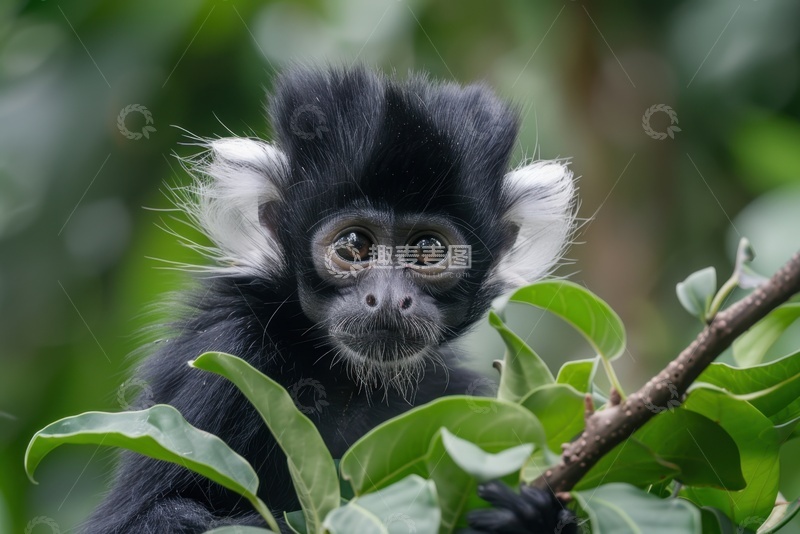 高清大图下载【趣麦麦图】黑色的一只猕猴