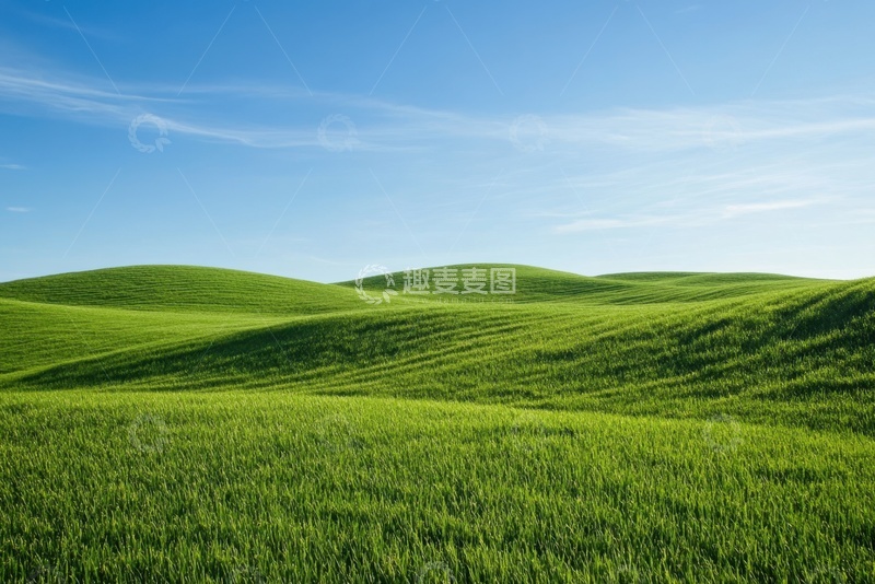 高清大图下载【趣麦麦图】-起伏的绿色山丘草地