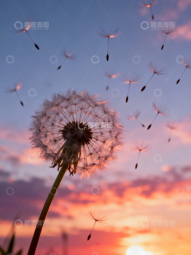 高清大图下载【趣麦麦图】蒲公英散落随风飘扬2
