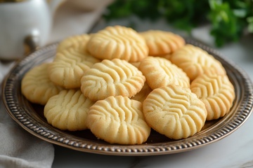 一盘美味的牛奶饼干