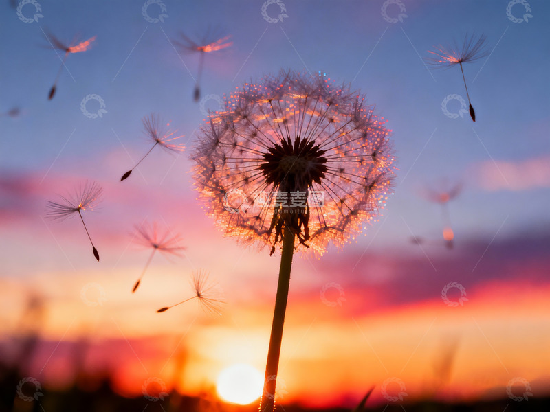 高清大图下载【趣麦麦图】蒲公英散落随风飘扬3