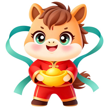 卡通马年新年吉祥物插画免扣素材