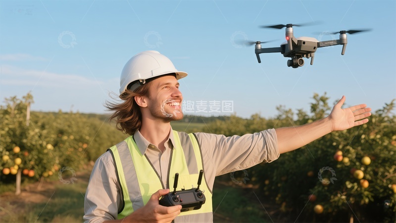 高清大图下载【趣麦麦图】无人机农田作业现场
