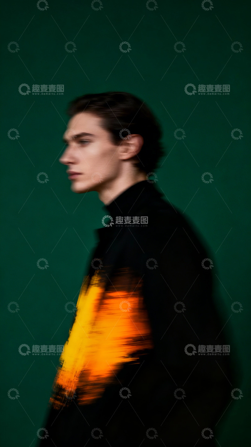 高清大图下载【趣麦麦图】人物侧面半身动态模糊