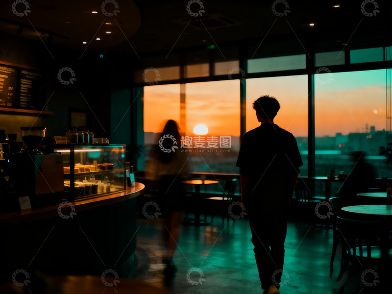 高清大图下载【趣麦麦图】-抓拍咖啡馆青年情侣5