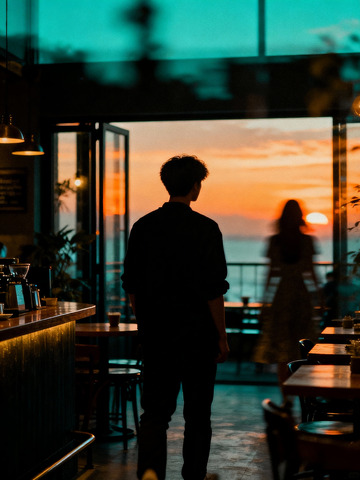 抓拍咖啡馆青年情侣4