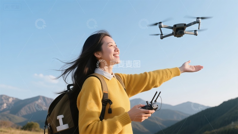 高清大图下载【趣麦麦图】户外无人机飞行体验