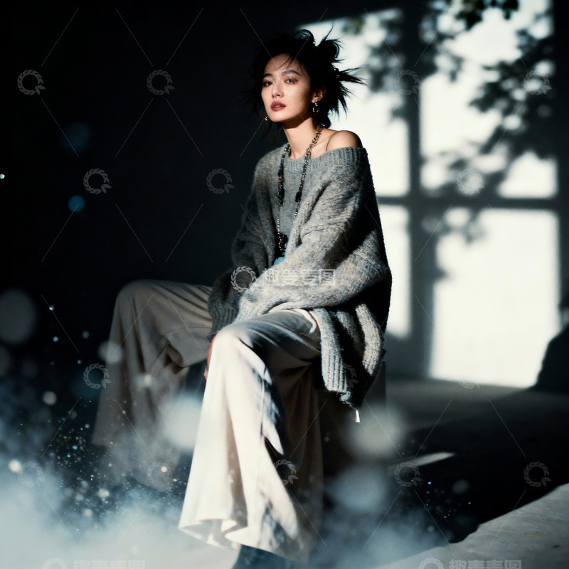 高清大图下载【趣麦麦图】阳光透过窗户洒在美女身上11