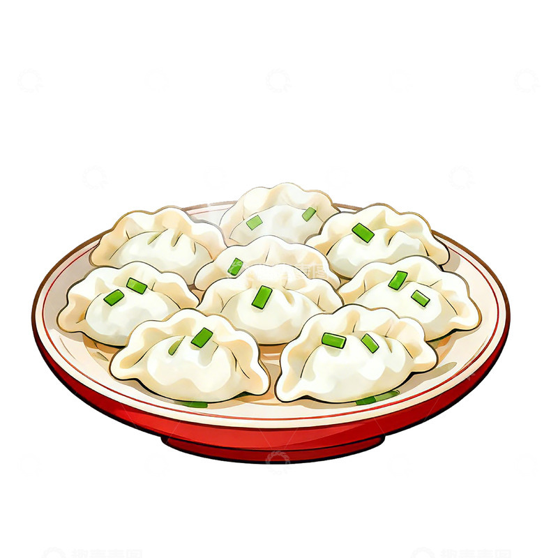 高清大图下载【趣麦麦图】美食风格饺子插画设计素材