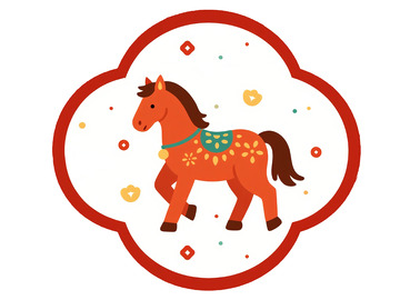 卡通风格马匹装饰图案