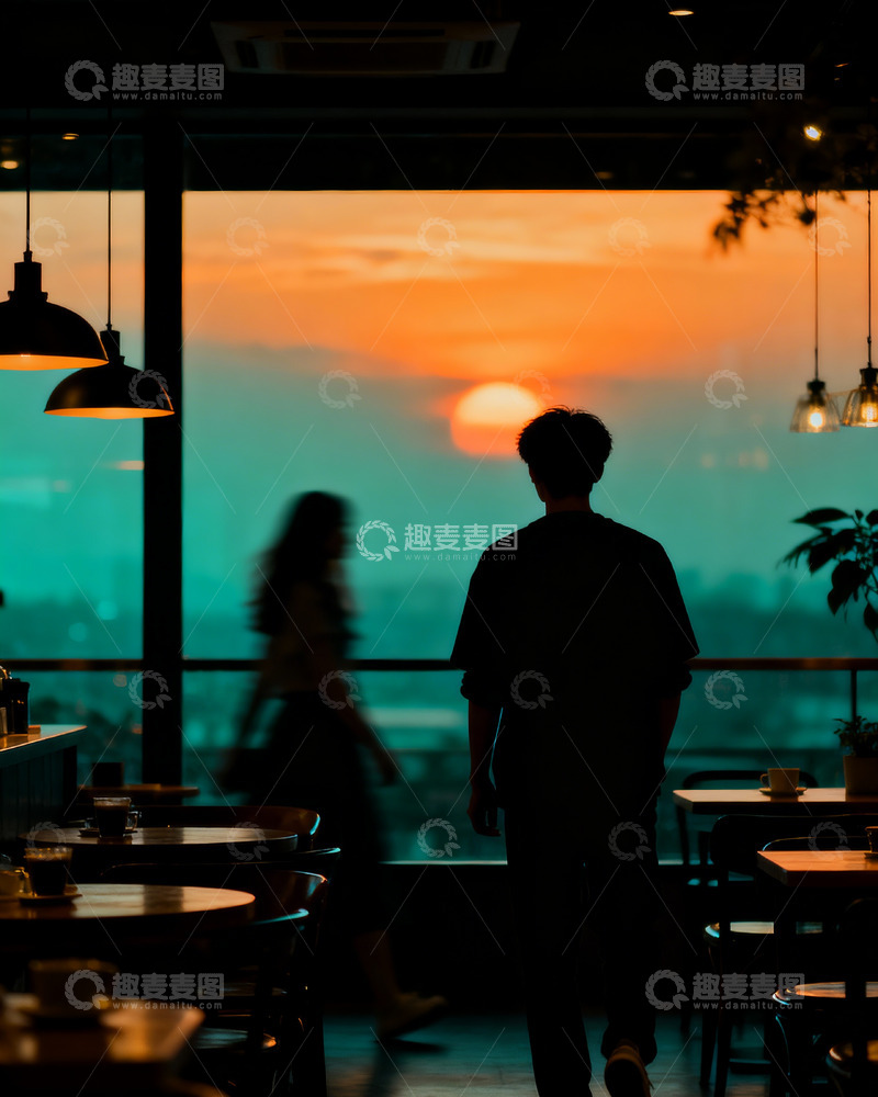 高清大图下载【趣麦麦图】抓拍咖啡馆青年情侣3