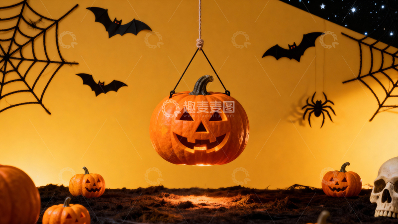 高清大图下载【趣麦麦图】万圣节南瓜灯背景017