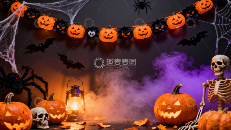 高清大图下载【趣麦麦图】万圣节南瓜灯背景020