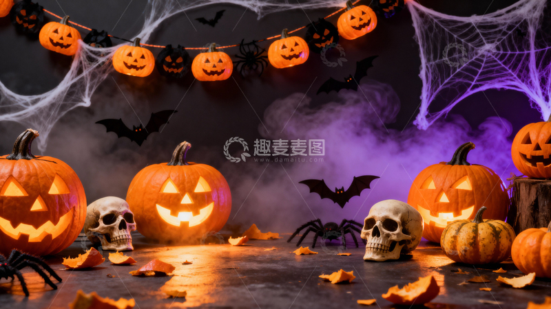 高清大图下载【趣麦麦图】万圣节南瓜灯背景018