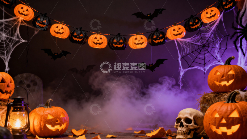 高清大图下载【趣麦麦图】万圣节南瓜灯背景019