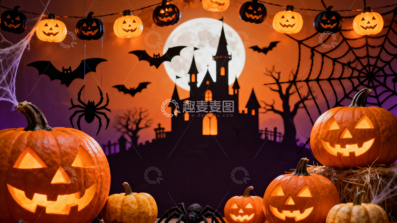 高清大图下载【趣麦麦图】万圣节南瓜灯背景014