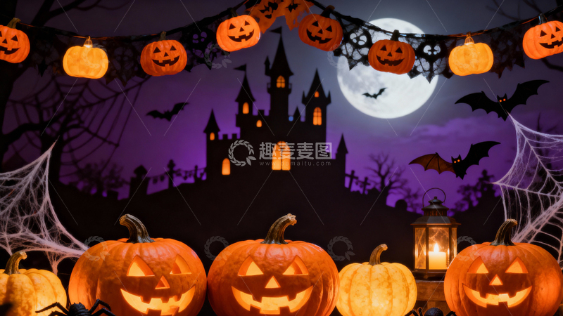 高清大图下载【趣麦麦图】万圣节南瓜灯背景016