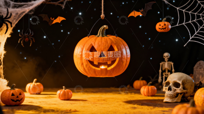 高清大图下载【趣麦麦图】万圣节南瓜灯背景015