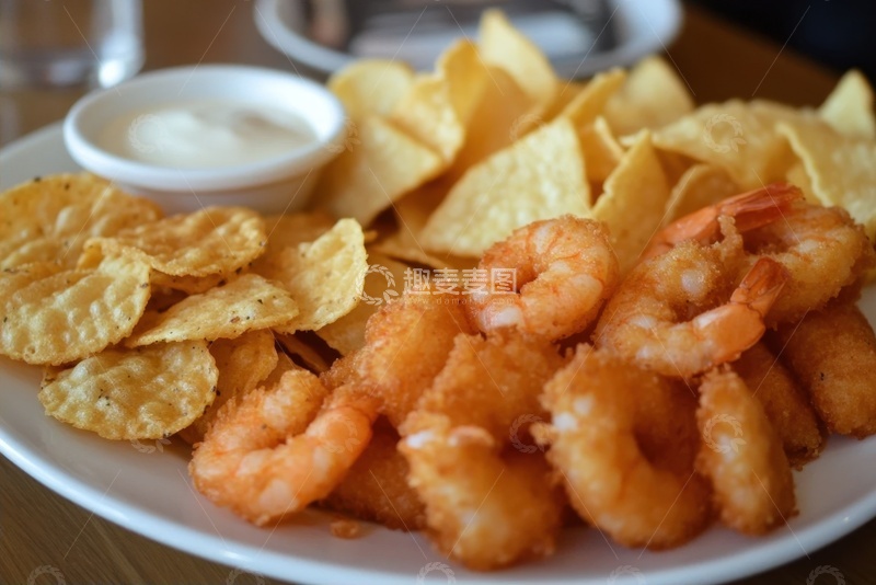 高清大图下载【趣麦麦图】美味的炸薯片和炸虾仁