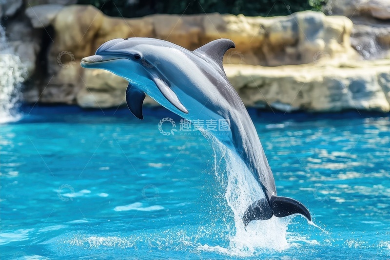 高清大图下载【趣麦麦图】动物园里跳跃的一只海豚
