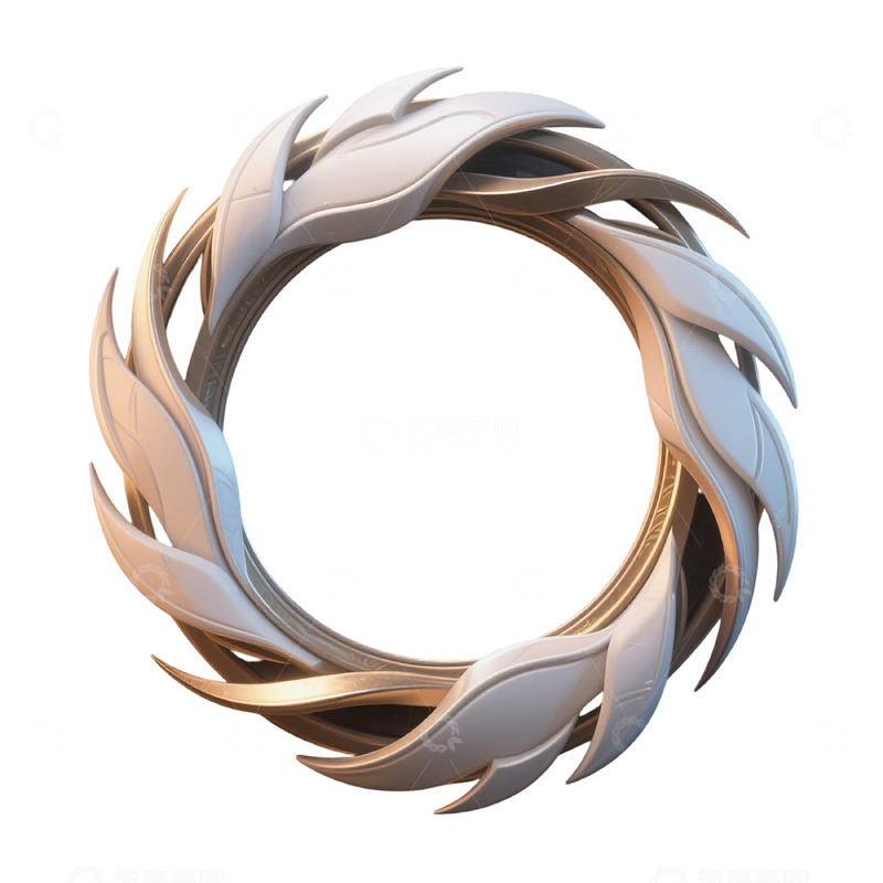 高清大图下载【趣麦麦图】-金属风圆形羽毛装饰图案