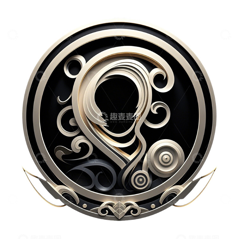 高清大图下载【趣麦麦图】金属质感字母O艺术徽标设计