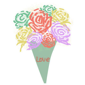彩虹玫瑰插画设计素材