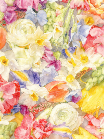 水彩花卉图案装饰画设计素材