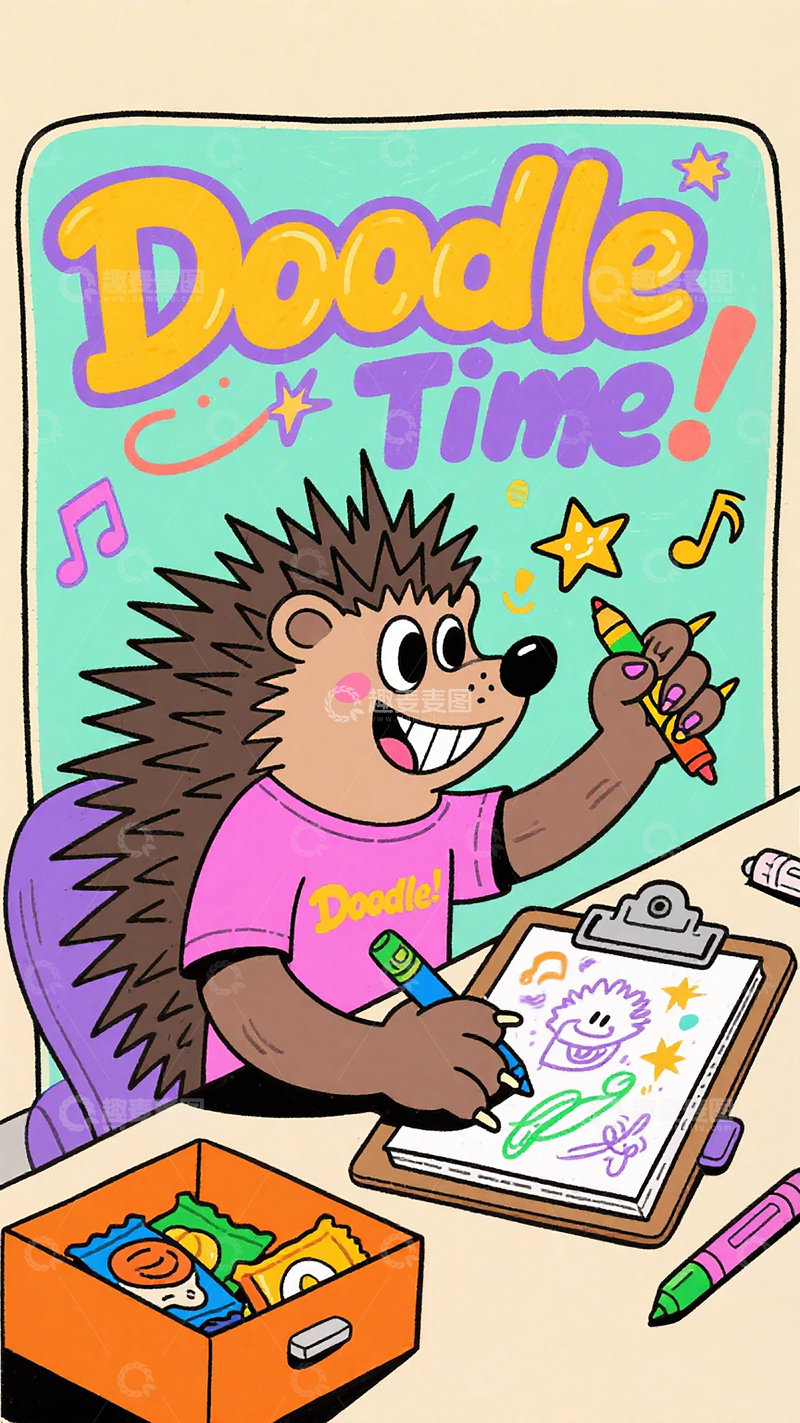 高清大图下载【趣麦麦图】潮流动物描边插画19