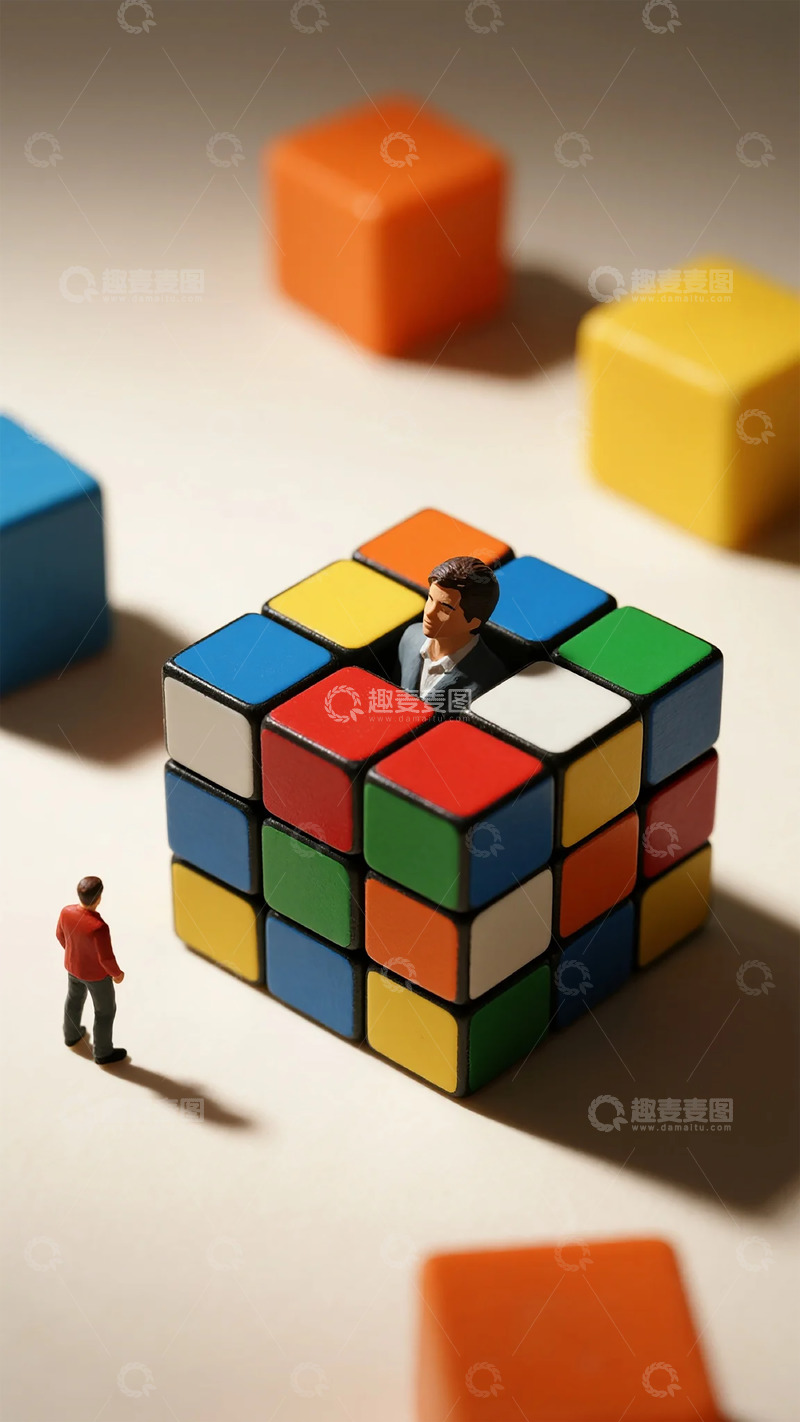 高清大图下载【趣麦麦图】微缩摄影魔方人物创意