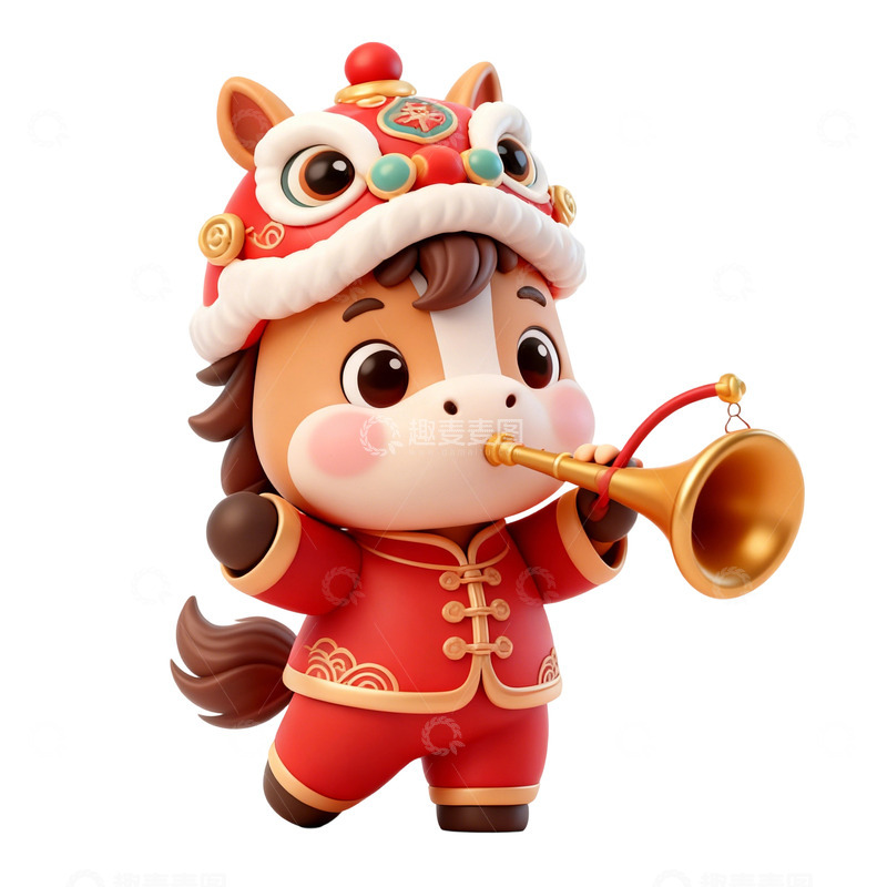 高清大图下载【趣麦麦图】2026卡通马春节庆祝形象设计