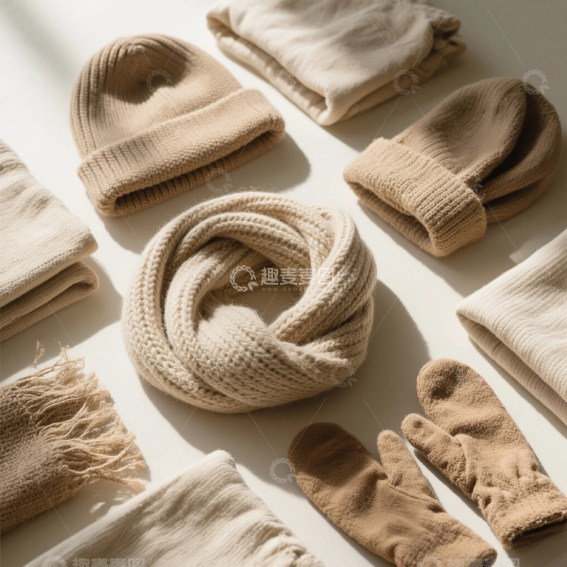 高清大图下载【趣麦麦图】简约风格针织保暖服饰组合