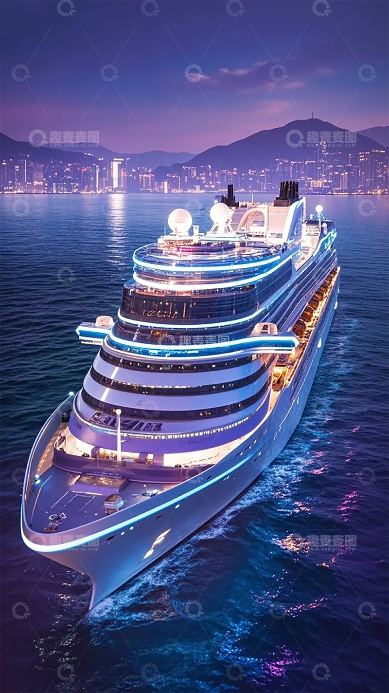 高清大图下载【趣麦麦图】豪华邮轮夜景风光摄影