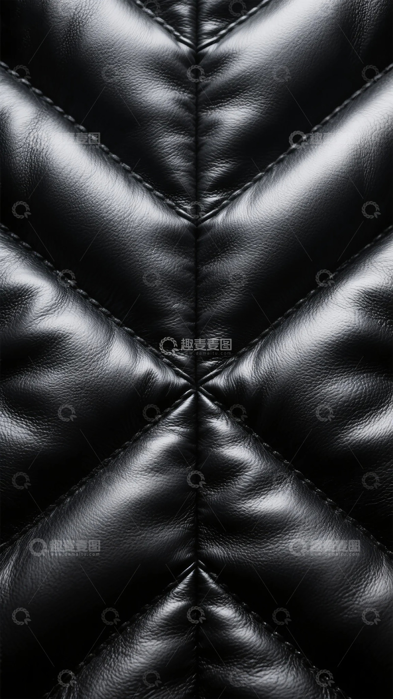 高清大图下载【趣麦麦图】黑色皮革绗缝特写