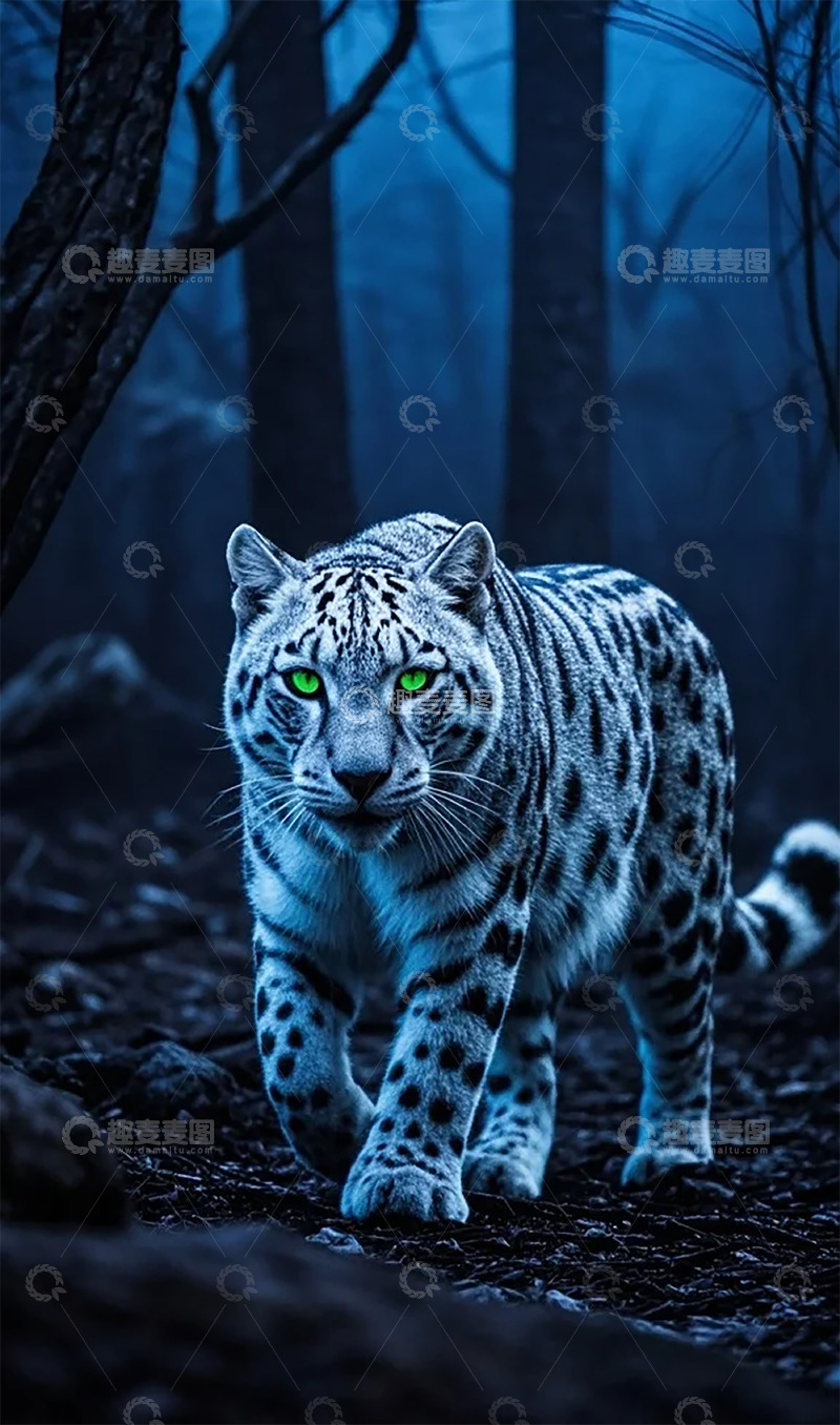 高清大图下载【趣麦麦图】蓝光虎啸森林神秘生物摄影